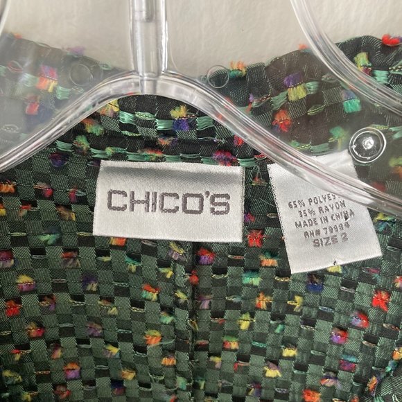 Chicos Green Ribbon Tweed Jacket. - Picture 3 of 3